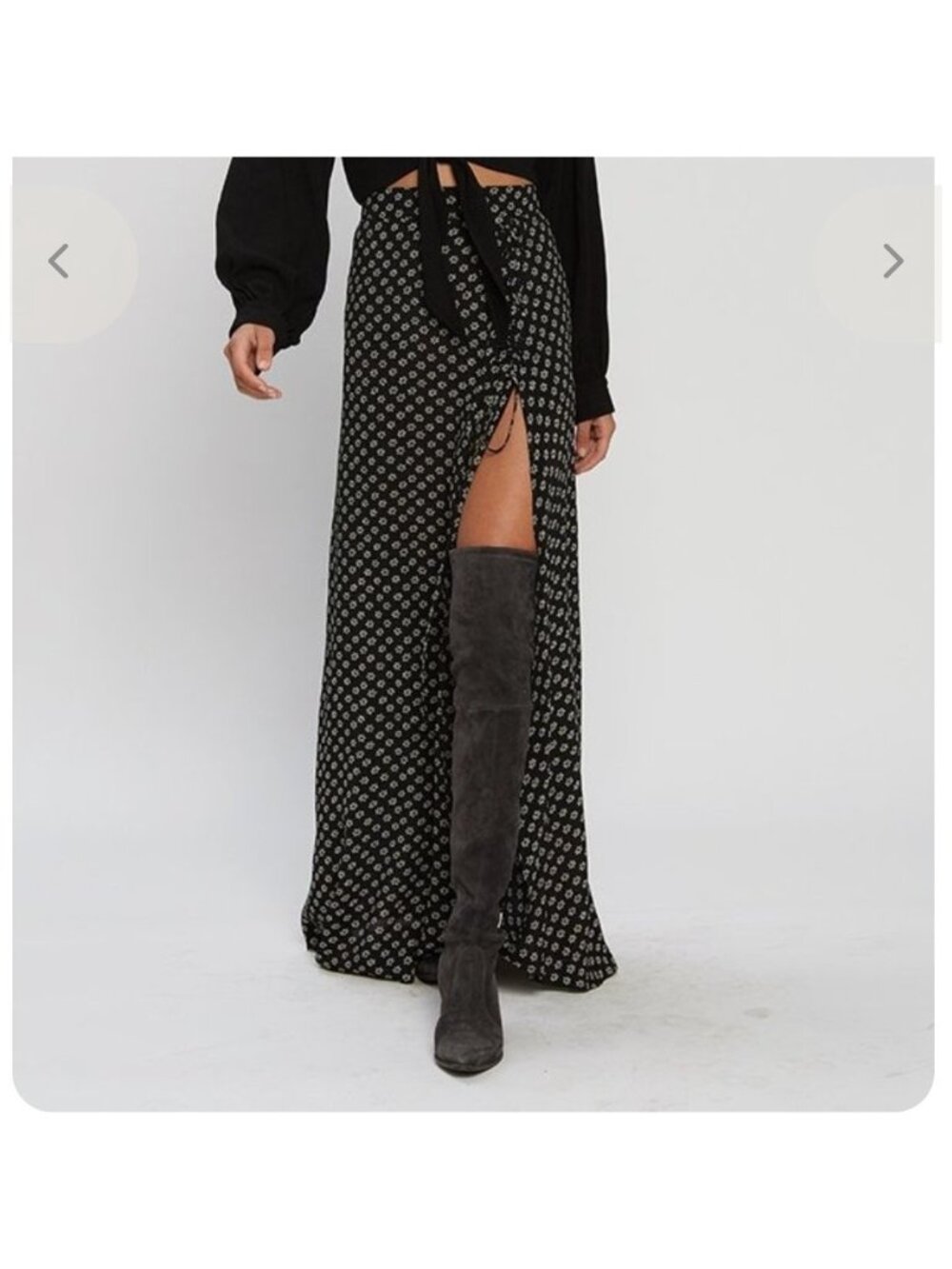 Flynn Skye Presley Wish Upon A Star Black Slit Maxi Skirt Revolve Womens Medium